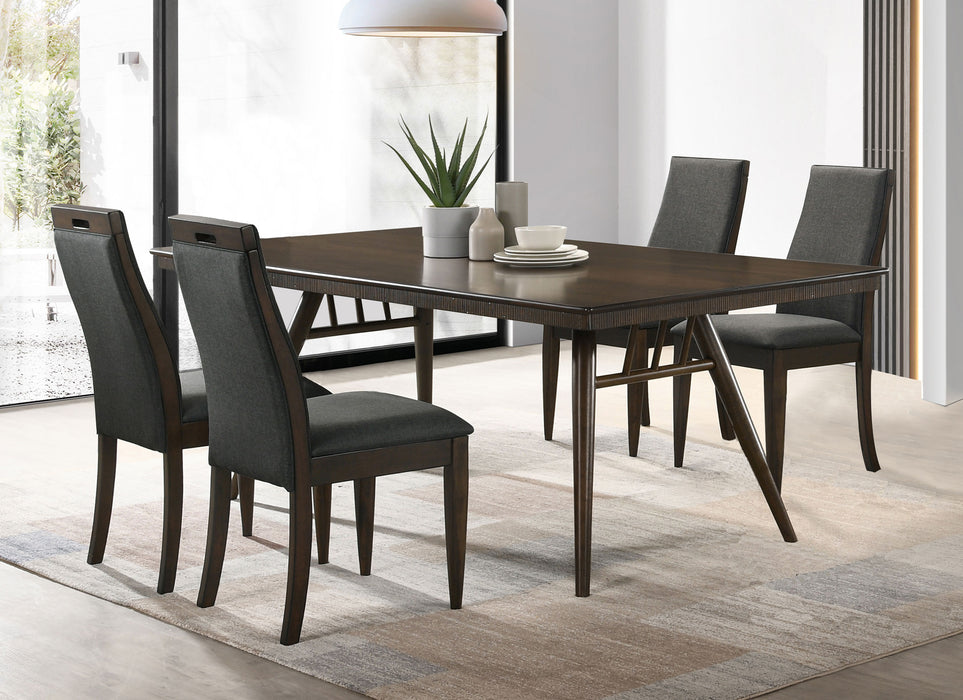 Wes Rectangular Dining Set Grey and Dark Walnut image