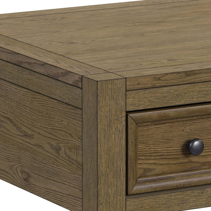 Heritage & Home Square Coffee Table with Casters in Oak Brown