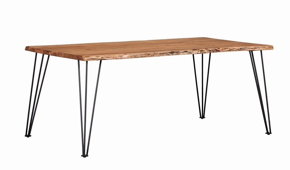 Sherman Rectangular Dining Table Natural Acacia and Matte Black image