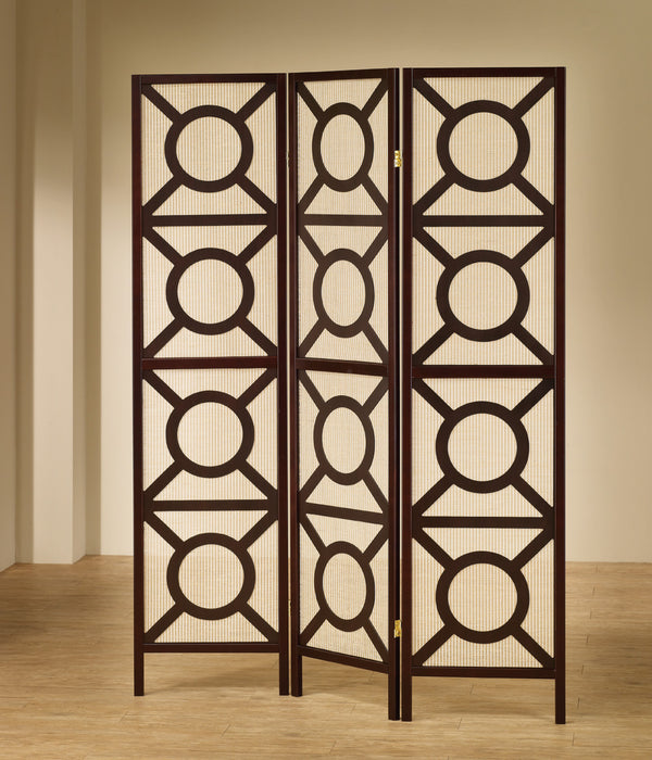 Vulcan 3-panel Geometric Folding Screen Tan and Cappuccino