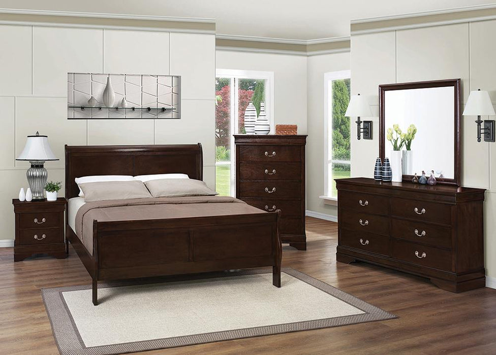 Louis Philippe 4 & 5 Piece Panel Bedroom Set with High Headboard E.king & Full - In Home Furniture (San Antonio, TX)
