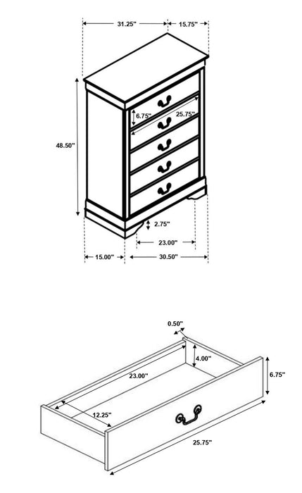 Louis Philippe 4 & 5 Piece Panel Bedroom Set with High Headboard E.king & Full - In Home Furniture (San Antonio, TX)