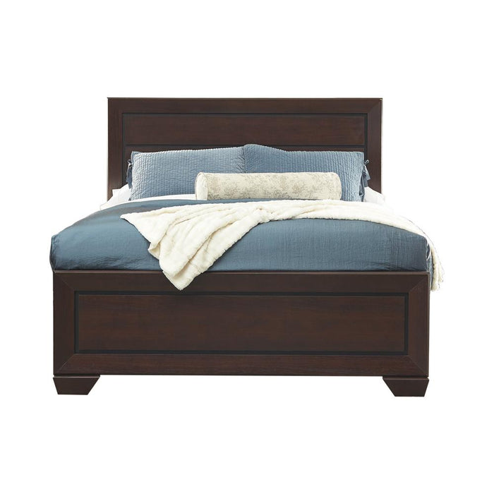 Kauffman California King, Eastren King, & Queen Panel Bed Dark Cocoa - In Home Furniture (San Antonio, TX)
