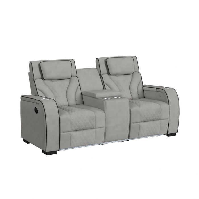 Blitz Motion Loveseat with Console, and LED