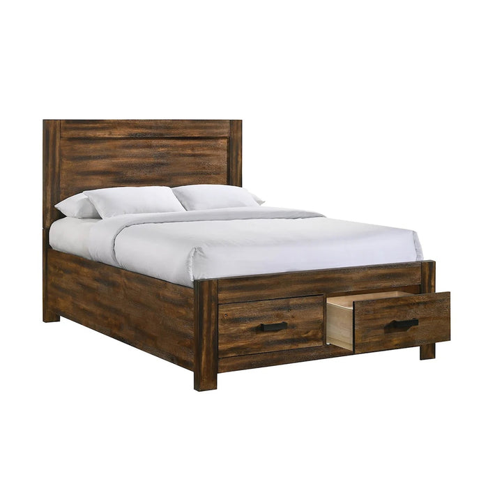 Elements International Warner King Storage Bed in Chesnut