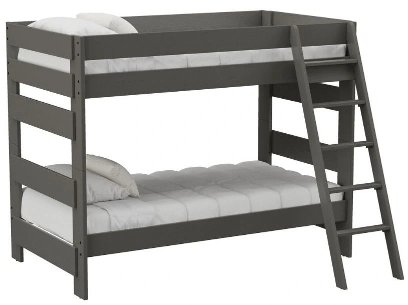 Elements International Cali Kids Twin over Twin Bunk Bed with Ladder in Sleek Gray image