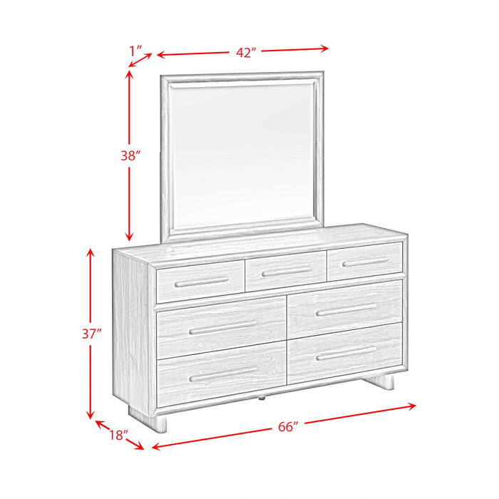 Brisbane UPH Bedroom Set with Boucle Beige and LED in Brown