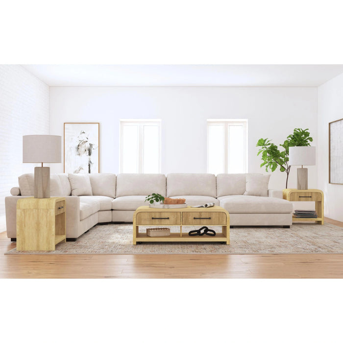 Ridgemont Coffee Table with Casters/Push Through Drawer in Natural