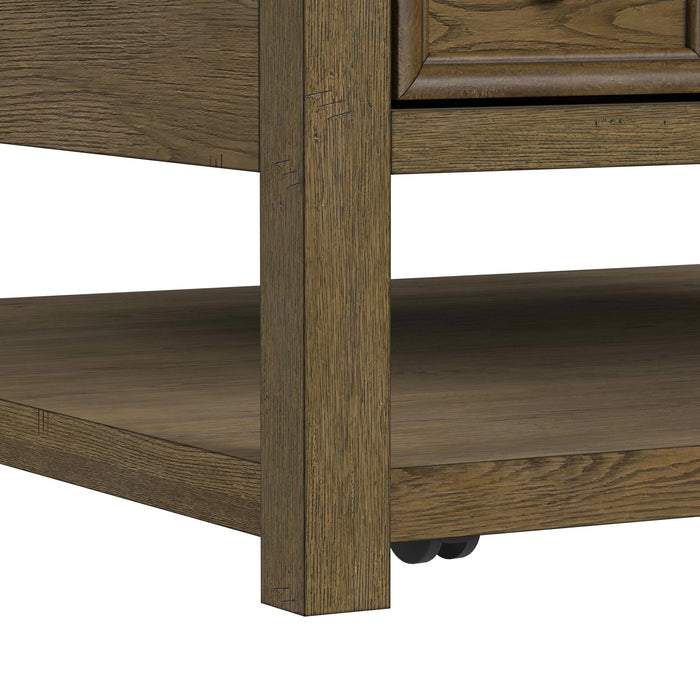 Heritage & Home Square Coffee Table with Casters in Oak Brown