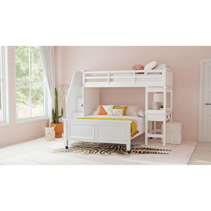 Hampton Kids Over Loft with Staircase and Desk with Speaker