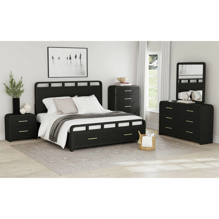 Ridgemont Storage Bedroom Set in Black with Grain