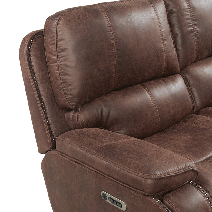 Atlantis 3PC Living Room Set in Heritage Brown-Sofa, Loveseat & Recliner