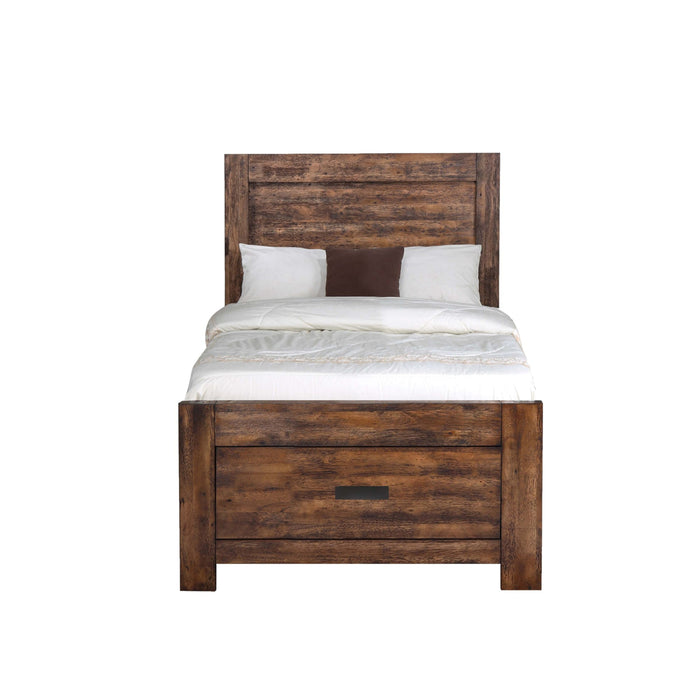 Elements International Warner Twin Storage Bed in Chesnut