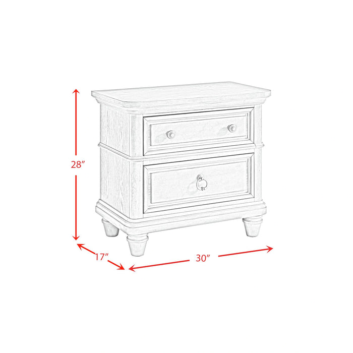 Whit-Ash Bedroom Set with 2 Nightstands in Light Grey