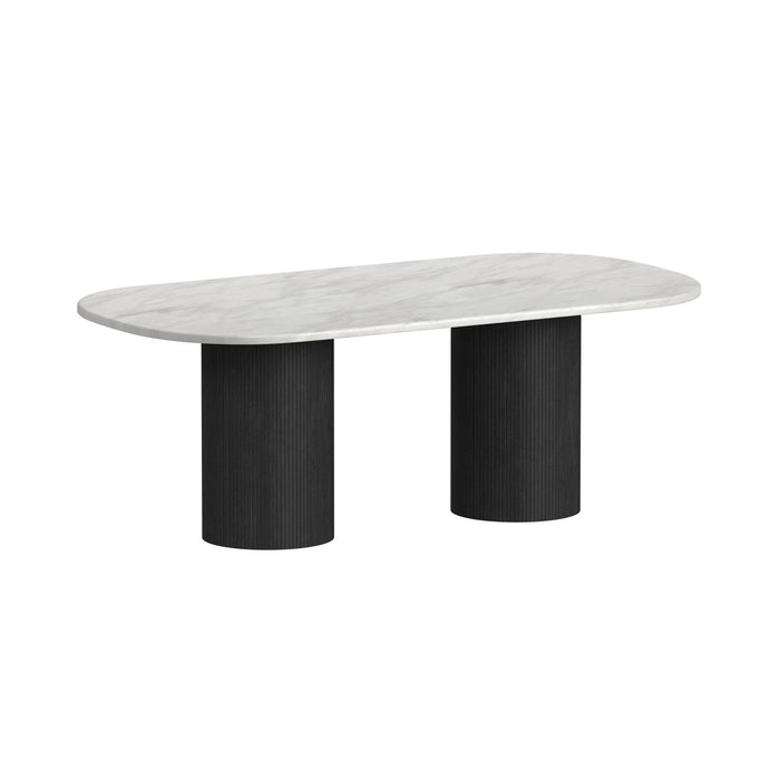 Sylvie Oval Dining Table with White Faux Marble Top