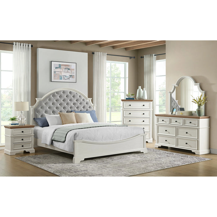 Eastwood Youth Dresser and Mirror Set in Brown and Off-White