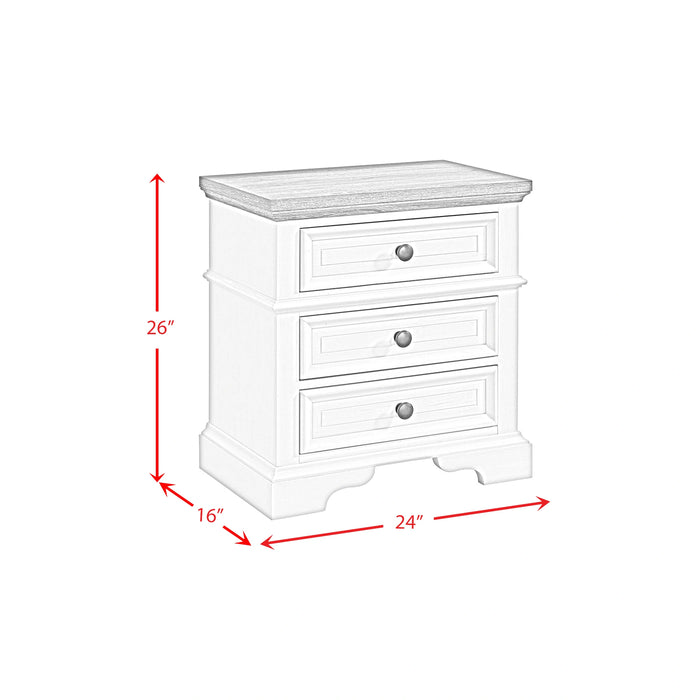 Eastwood Youth 3-Drawer Nightstand in Brown and Off-White