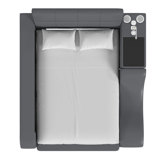 Valari Transformer Bed with Electronic Features in Grey PU