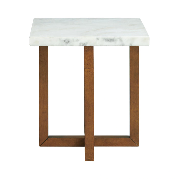 Morris End Table in Espresso W/White Marble Top (3A Packing)