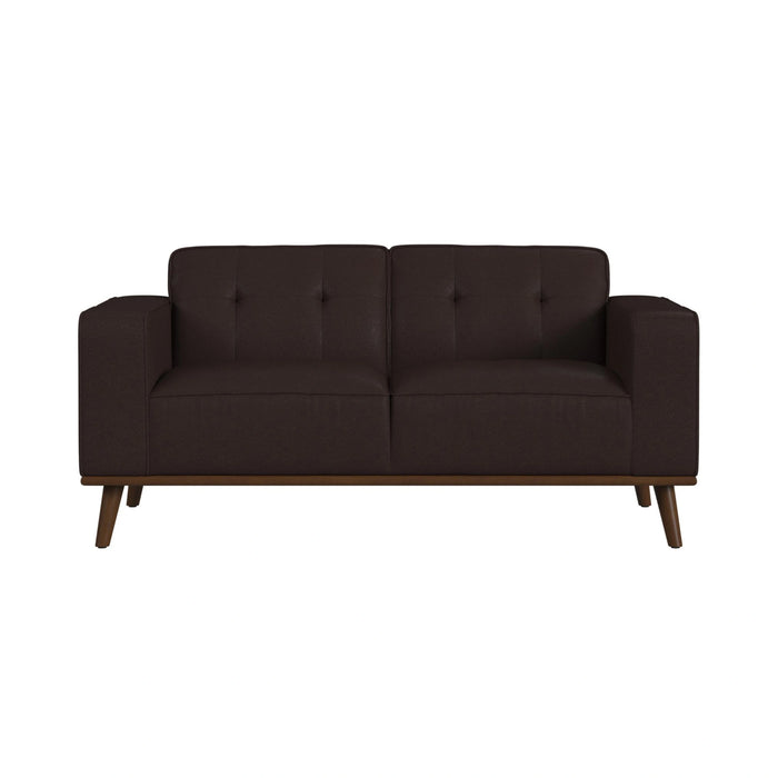Destiny Loveseat with Wood Front in Pebble Brown