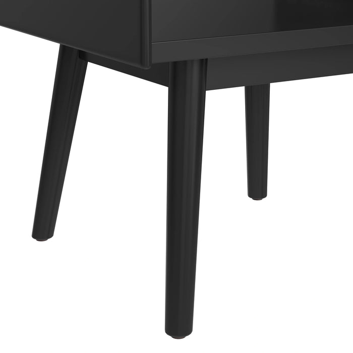Lanette End Table with White Marble Top in Black