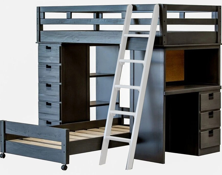 Elements International Cali Kids Twin Basic Loft Bed with Desk in Sleek Gray image