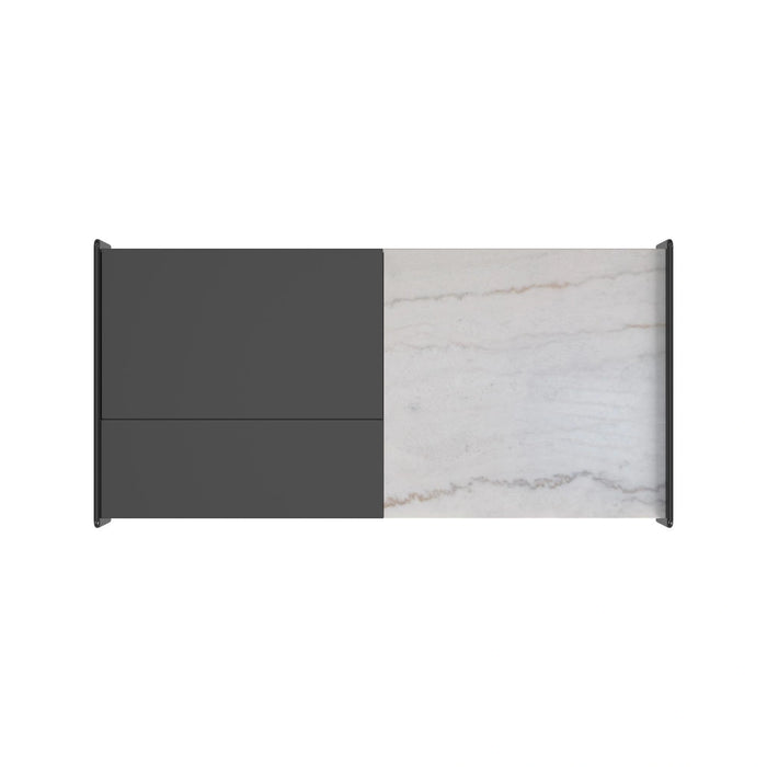 Lanette Coffee Table with White Marble and Lift-Top in Black