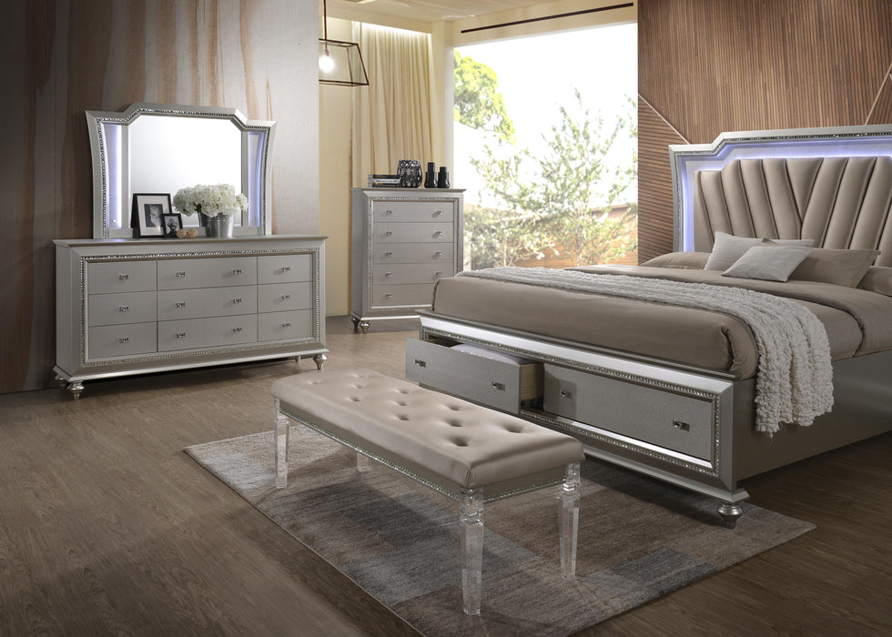 Kaitlyn PU & Clear Acrylic Bench - In Home Furniture (San Antonio, TX)