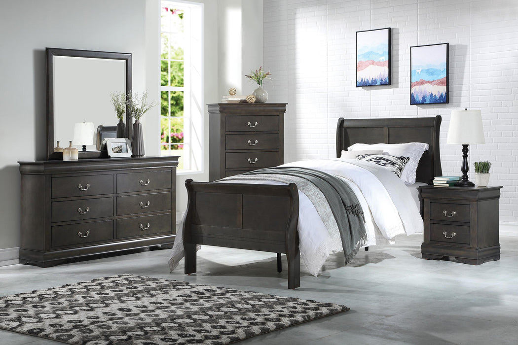 Louis Philippe Dark Gray Twin Bed - In Home Furniture (San Antonio, TX)