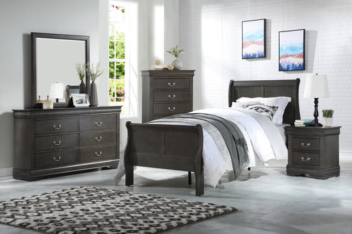 Louis Philippe Dark Gray Twin Bed - In Home Furniture (San Antonio, TX)