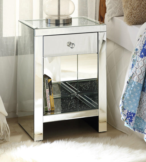 Noralie Mirrored & Faux Diamonds Accent Table - In Home Furniture (San Antonio, TX)