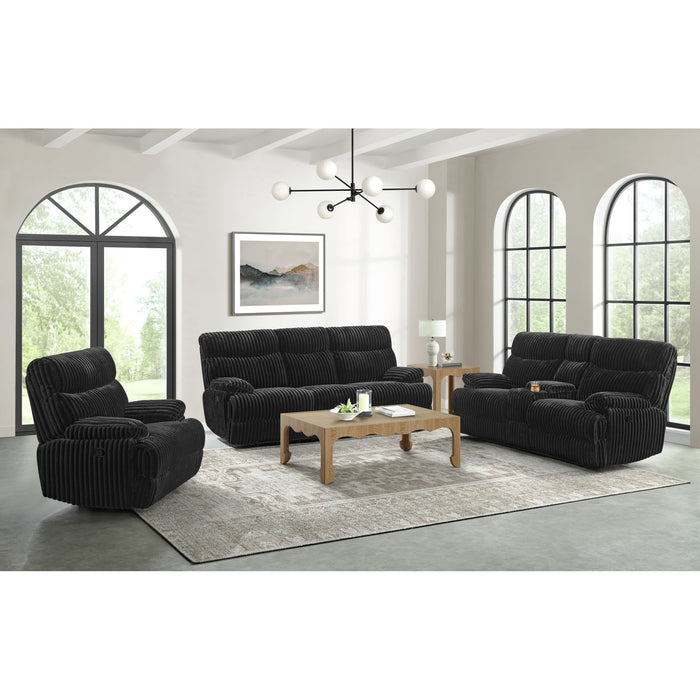 Admiral Motion Loveseat with Console in Masis Black - In Home Furniture (San Antonio, TX)