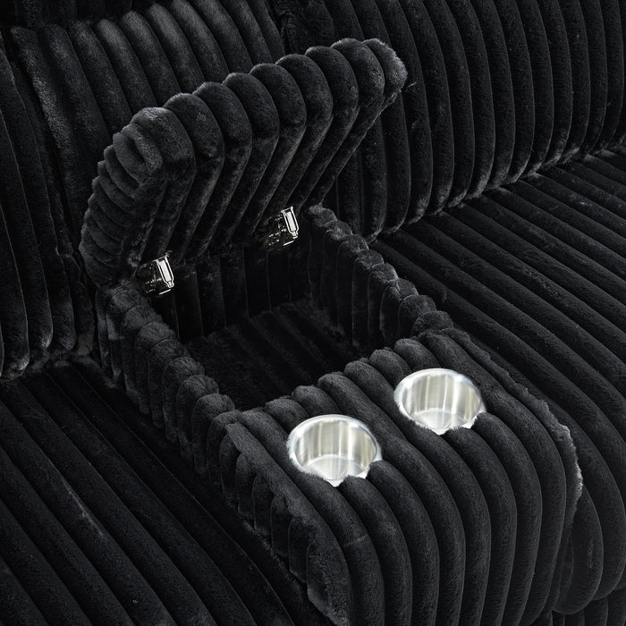 Admiral 3PC Living Room Set in Masis Black-Sofa, Loveseat & Recliner - In Home Furniture (San Antonio, TX)