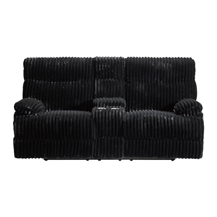 Admiral Motion Loveseat with Console in Masis Black - In Home Furniture (San Antonio, TX)