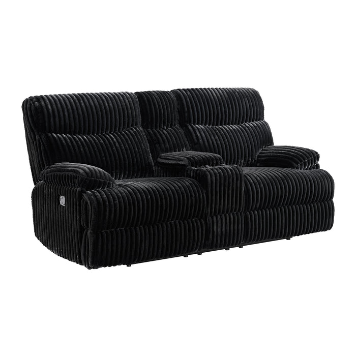 Admiral 3PC Living Room Set in Masis Black-Sofa, Loveseat & Recliner - In Home Furniture (San Antonio, TX)