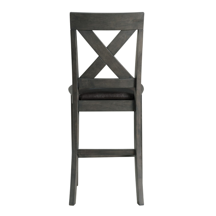 Alex Counter Side Chair W/Black PU Grey (2 Per Pack) - In Home Furniture (San Antonio, TX)