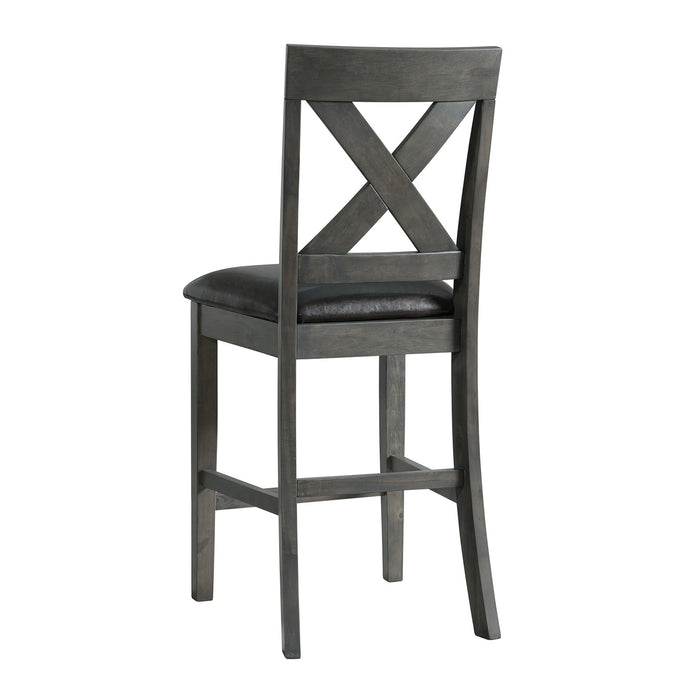 Alex Counter Side Chair W/Black PU Grey (2 Per Pack) - In Home Furniture (San Antonio, TX)