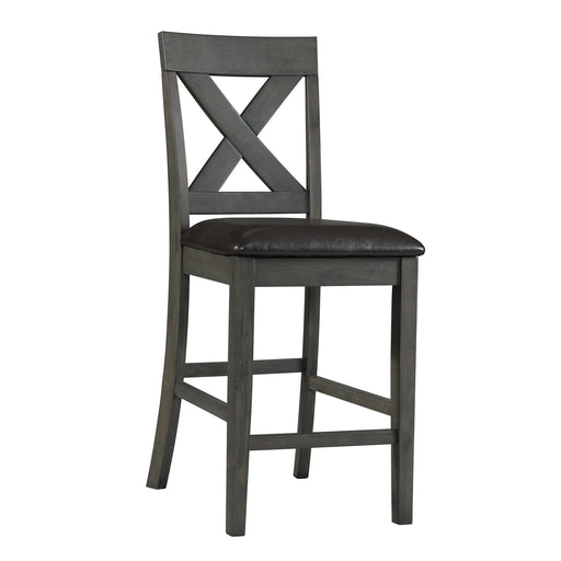Alex Counter Side Chair W/Black PU Grey (2 Per Pack) - In Home Furniture (San Antonio, TX)