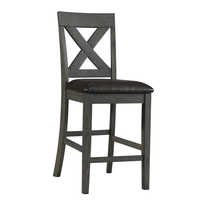 Alex Counter Side Chair W/Black PU Grey (2 Per Pack) - In Home Furniture (San Antonio, TX)