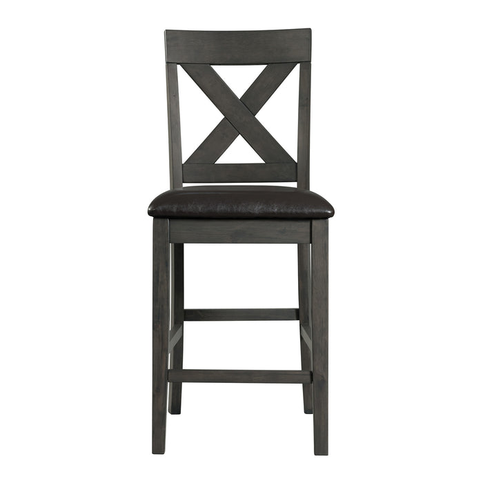Alex Counter Side Chair W/Black PU Grey (2 Per Pack) - In Home Furniture (San Antonio, TX)