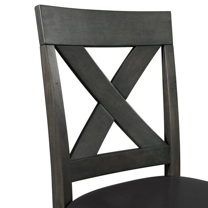 Alex Counter Side Chair W/Black PU Grey (2 Per Pack) - In Home Furniture (San Antonio, TX)
