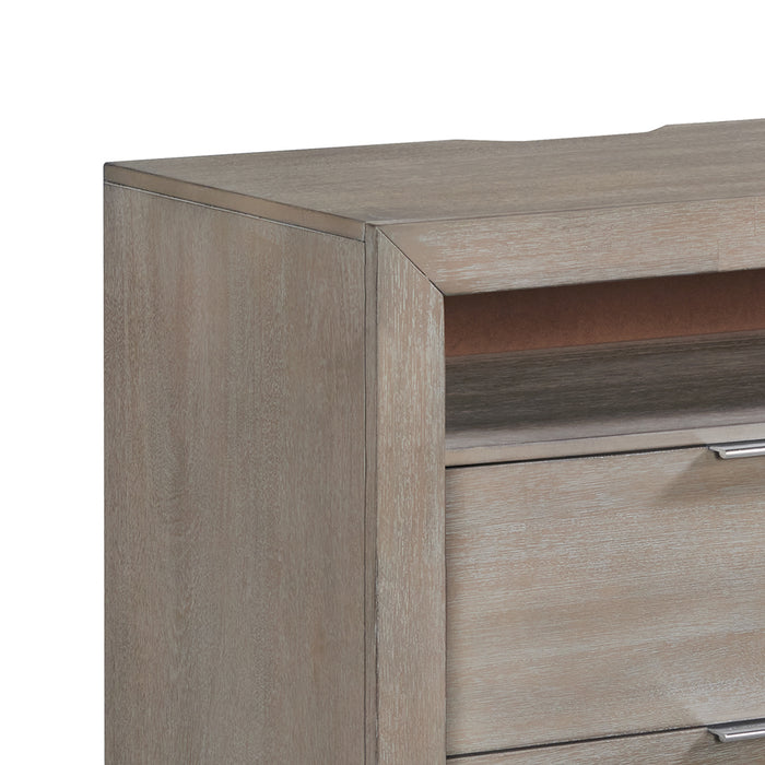 Arcadia 2-Drawer Nightstand with USB in Grey