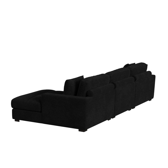 Arizona 3PC Sectional Set with RHF Chaise in Steno Black - In Home Furniture (San Antonio, TX)