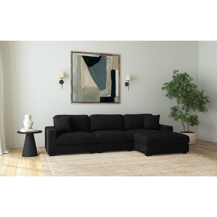 Arizona 3PC Sectional Set with RHF Chaise in Steno Black - In Home Furniture (San Antonio, TX)