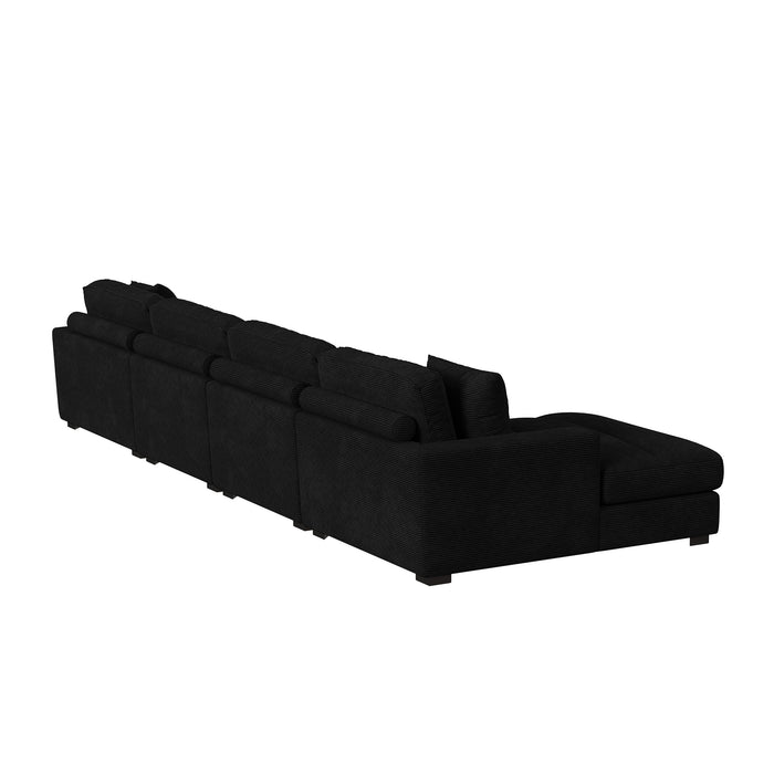 Arizona 4PC Sectional Set with LHF Chaise in Steno Black - In Home Furniture (San Antonio, TX)