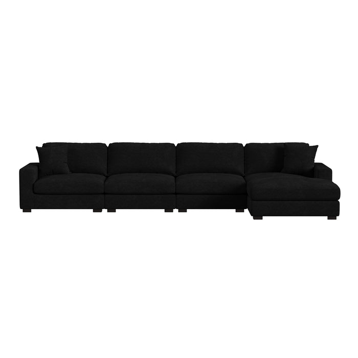 Arizona 4PC Sectional Set with RHF Chaise in Steno Black - In Home Furniture (San Antonio, TX)
