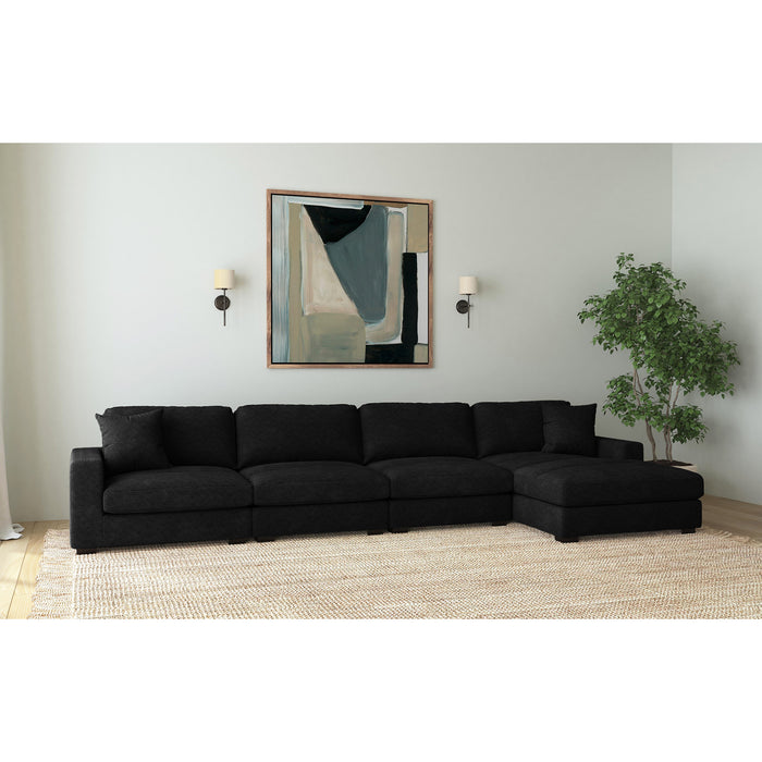 Arizona 4PC Sectional Set with RHF Chaise in Steno Black - In Home Furniture (San Antonio, TX)