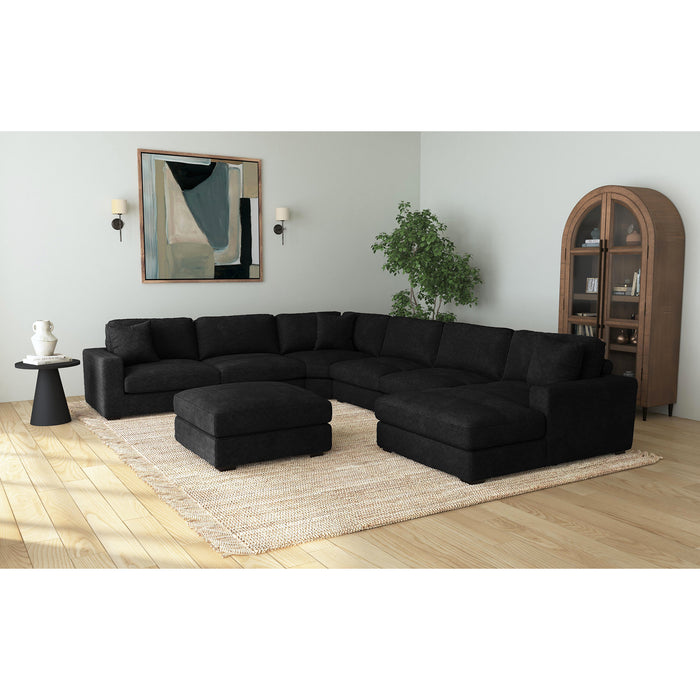 Arizona 7PC Sectional Set with RHF Chaise in Steno Black - In Home Furniture (San Antonio, TX)