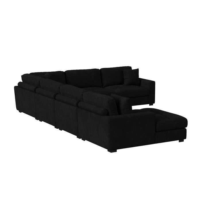 Arizona 6PC Sectional Set with LHF Chaise in Steno Black - In Home Furniture (San Antonio, TX)
