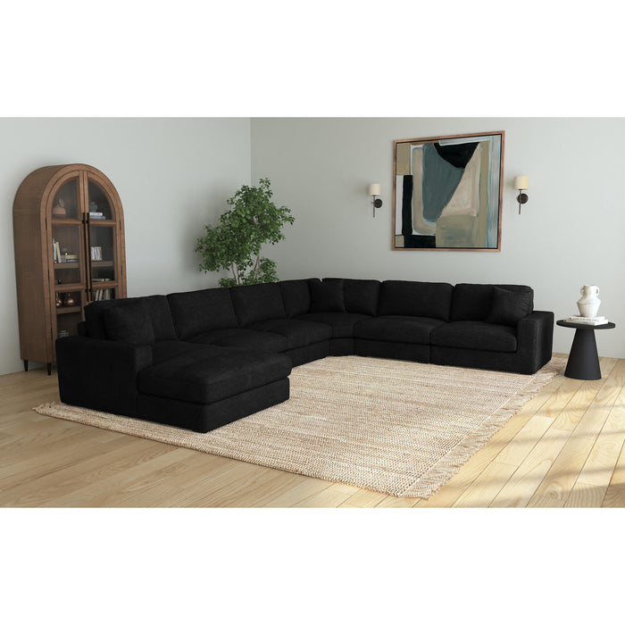 Arizona 6PC Sectional Set with LHF Chaise in Steno Black - In Home Furniture (San Antonio, TX)
